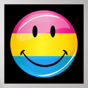 Póster Sinalizador do Orgulho Pansexual Sorridente