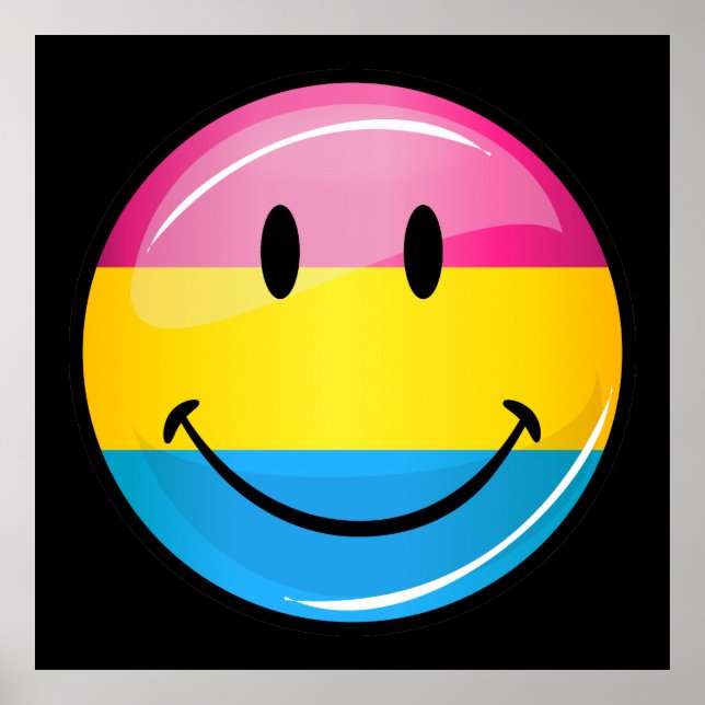 Póster Sinalizador do Orgulho Pansexual Sorridente (Frente)