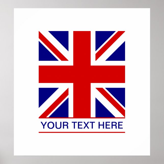 Póster Sinalizador do Union Jack Plus Seu Texto (Frente)