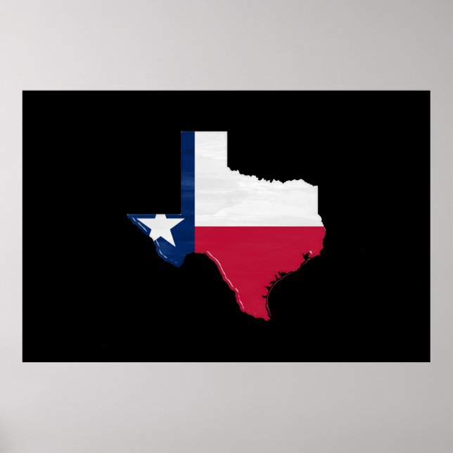 Poster Sinalizador e mapa do Texas (Frente)
