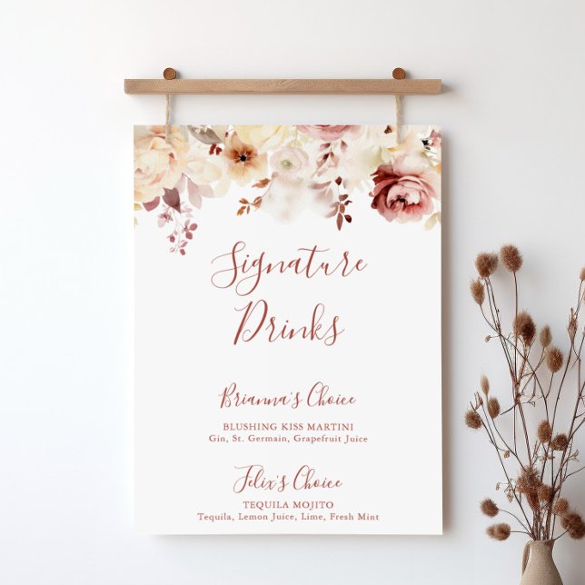 Poster Sinalizador Graceful Floral Signature Drinks (Criador carregado)