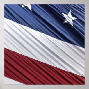 Poster Sinalizador Patriótico Americano Vermelho, Branco 