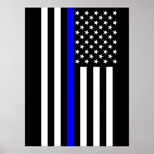 Poster Sinalizador Simbólico Thin Blue Line American (Frente)