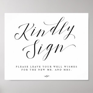Poster Sinalizar Guestbook Bem Deseja Casamento Elegante