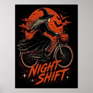 Poster Síndico de Hardball Noite Retro do Halloween Bruxa