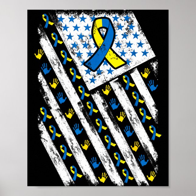 Poster Síndrome de Down Conscientização EUA Bandeira Amer (Frente)