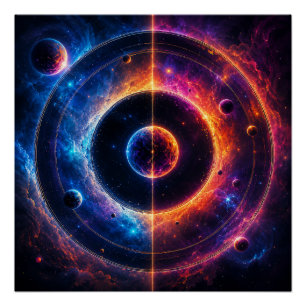 Póster Sinfonia Cósmica - Dança de Órbitas Celestes e Neb