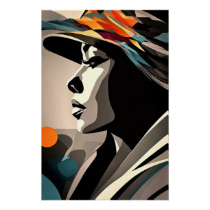 Póster Sinfonia de Cores em Rosto Abstrato