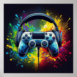 Poster Sinfonia de Pixels e Som: Arte de Jogos Vibrante