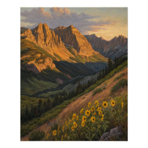 Póster Sinfonia do Alpenglow: Picos Dourados Protegendo o
