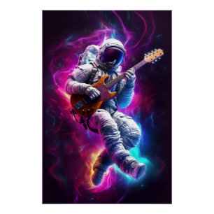 Póster Sinfonia do Void   Astronauta Neon Cyberpunk