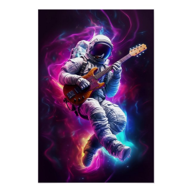 Póster Sinfonia do Void | Astronauta Neon Cyberpunk (Frente)