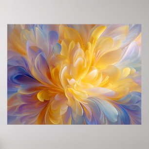 Poster Sinfonia Dourada de Pétalas Abstratas em Flor