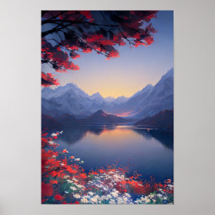 Poster Sinfonia Floral do Lago Montanha