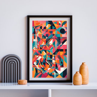 Poster Sinfonia fragmentada: fusão geométrica de Abstrato