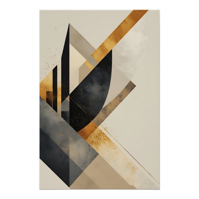 Póster Sinfonia Geométrica Dourada (Frente)