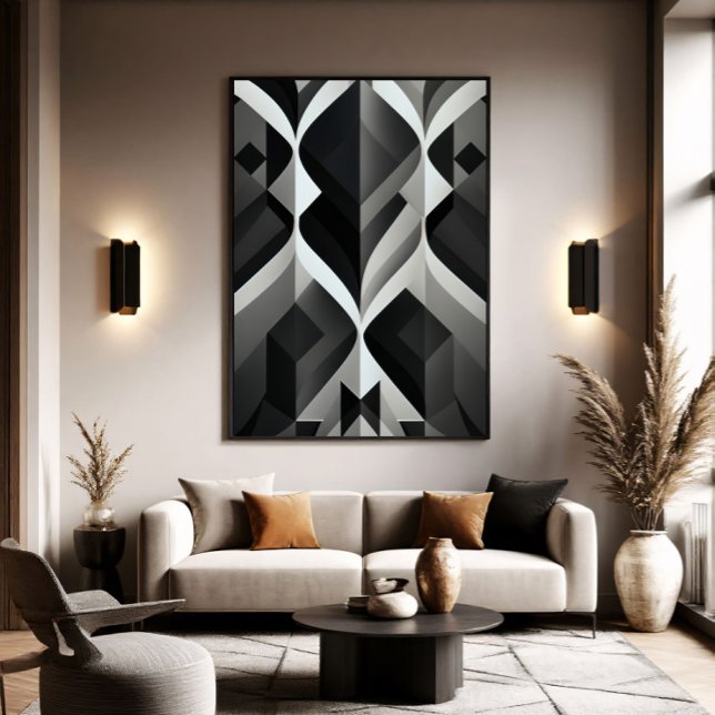 Poster Sinfonia Geométrica em Preto e Branco (Criador carregado)