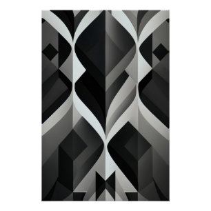 Póster Sinfonia Geométrica em Preto e Branco