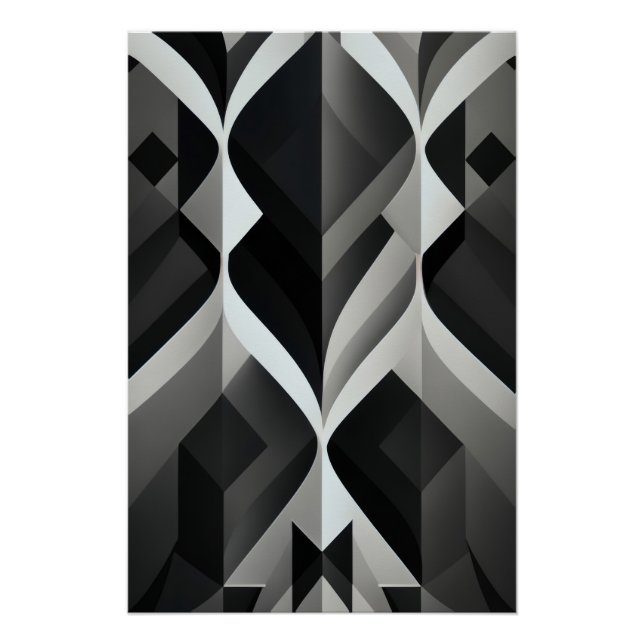 Póster Sinfonia Geométrica em Preto e Branco (Frente)