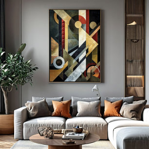 Poster Sinfonia Geométrica em Terracota e Preto