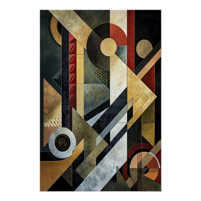 Póster Sinfonia geométrica em Terracotta e Negro (Frente)