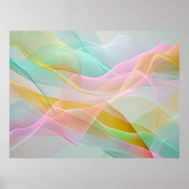 Poster Sinfonia Pastel de Fitas Flutuantes Transparentes (Frente)