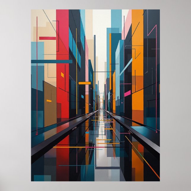 Poster Sinfonia Urbana: Ritmo Geométrico Abstrato da Cida (Frente)