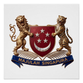 Póster singapore country flag symbol emblem coat arms
