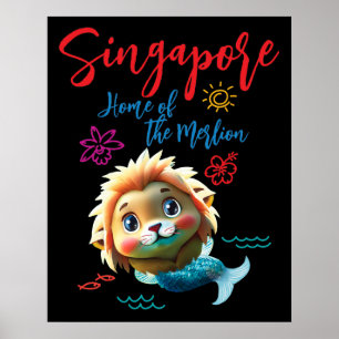 Poster Singapura Baby Merlion