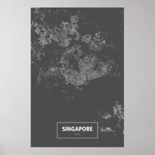 Póster Singapura (branco a preto)