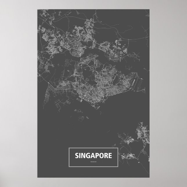Póster Singapura (branco no preto) (Frente)