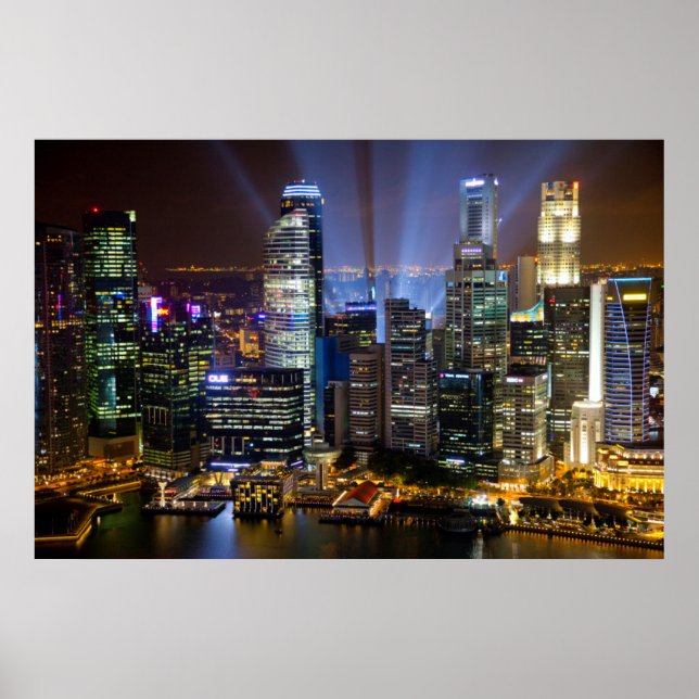 Póster Singapura downtown à noite (Frente)