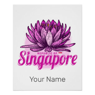 Póster Singapura Lotus Flag Vintage Holiday Souvenir