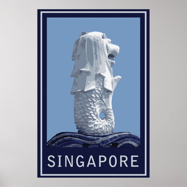 Póster Singapura Merlion (Frente)