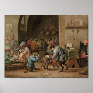 Poster Singerie: Macacos Atuando como Humanos na Escola d