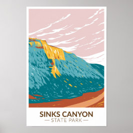 Poster Sinks Canyon State Park Wyoming Vintage