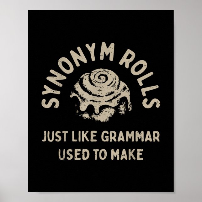 Poster Sinônimo Rolls Piada Rolls Cinnamon Rolls Grammar  (Frente)