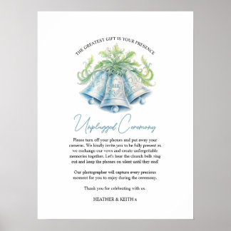 Poster Sinos de prata arte em aquarela casamento desconec