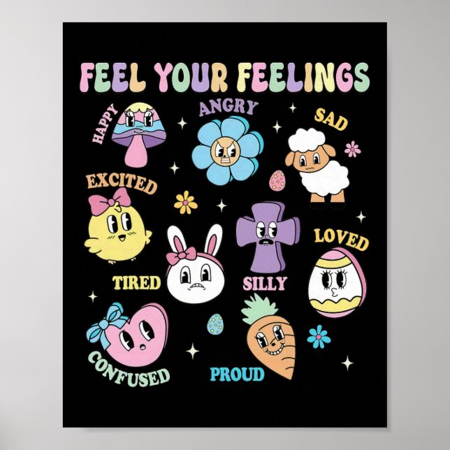 Poster Sinta seus sentimentos Páscoa estética de saúde me (Frente)