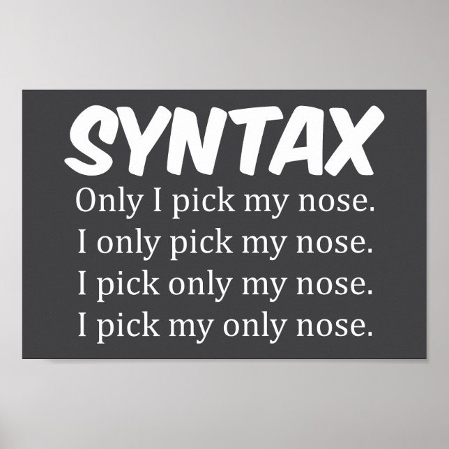 Poster Sintaxe Engraçado Nose Picting (Frente)