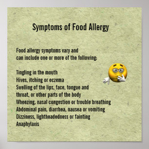 Póster Sintomas da alergia de comida