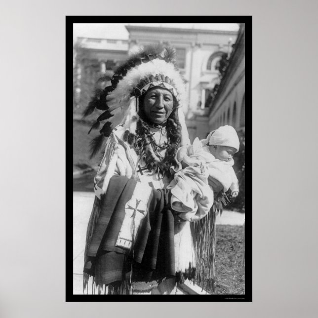 Póster Sioux Chefe da Coroa e Bebê 1929 (Frente)