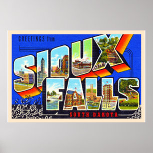 Poster Sioux Falls South Dakota SD - Letra grande postal