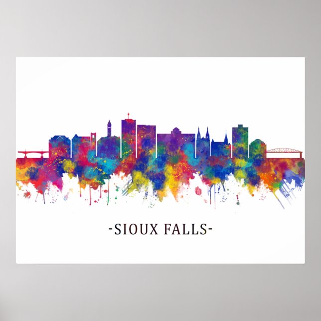 Poster Sioux Falls South Dakota Skyline (Frente)