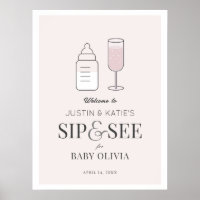 Sip & Consulte Champagne Chá de fraldas rosa bem-v