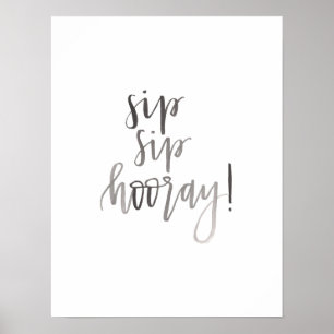 Póster Sip Sip Hooray - Arte de Carrinho de Bar Letrizado