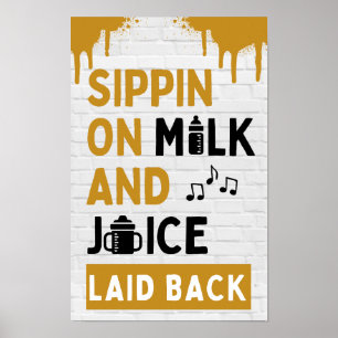 Poster Sippin no Leite e no Sumo Black & Dourado Hip Hop