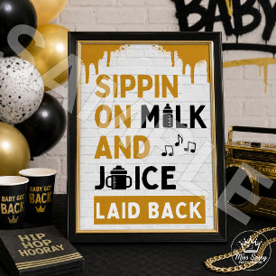 Poster Sippin no Leite e no Sumo Black & Dourado Hip Hop