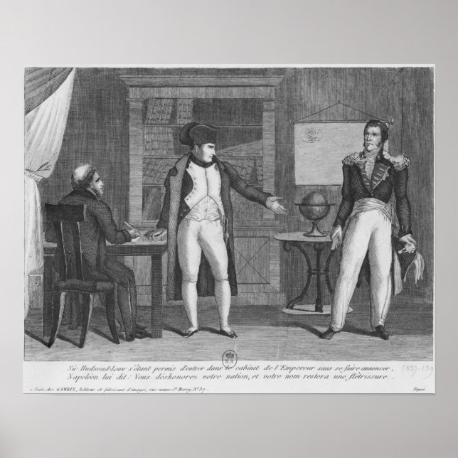 Póster Sir Hudson Lowe no estudo de Napoleão (Frente)