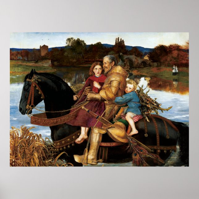 Poster Sir Isumbras no Ford c. 1857 por John Millais (Frente)